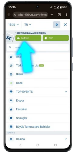 1xBet resmi sitesine gidin