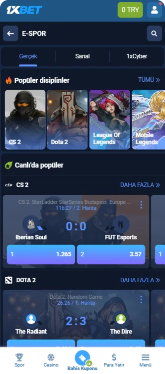 1xBet Uygulaması E-Spor