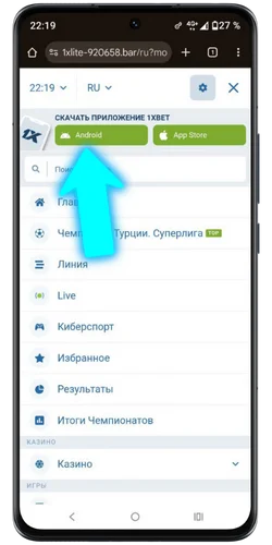 Перейдите на официальный сайт 1xBet